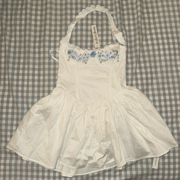 for love & lemons tea time poplin bustier mini dress white size S NWT - Picture 3 of 7